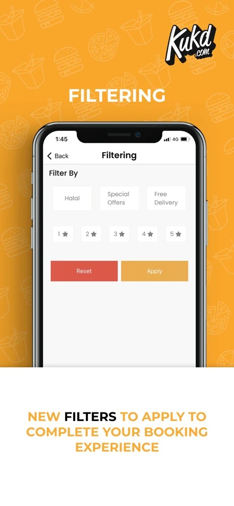 KUKD app table booking interface with date and time selection