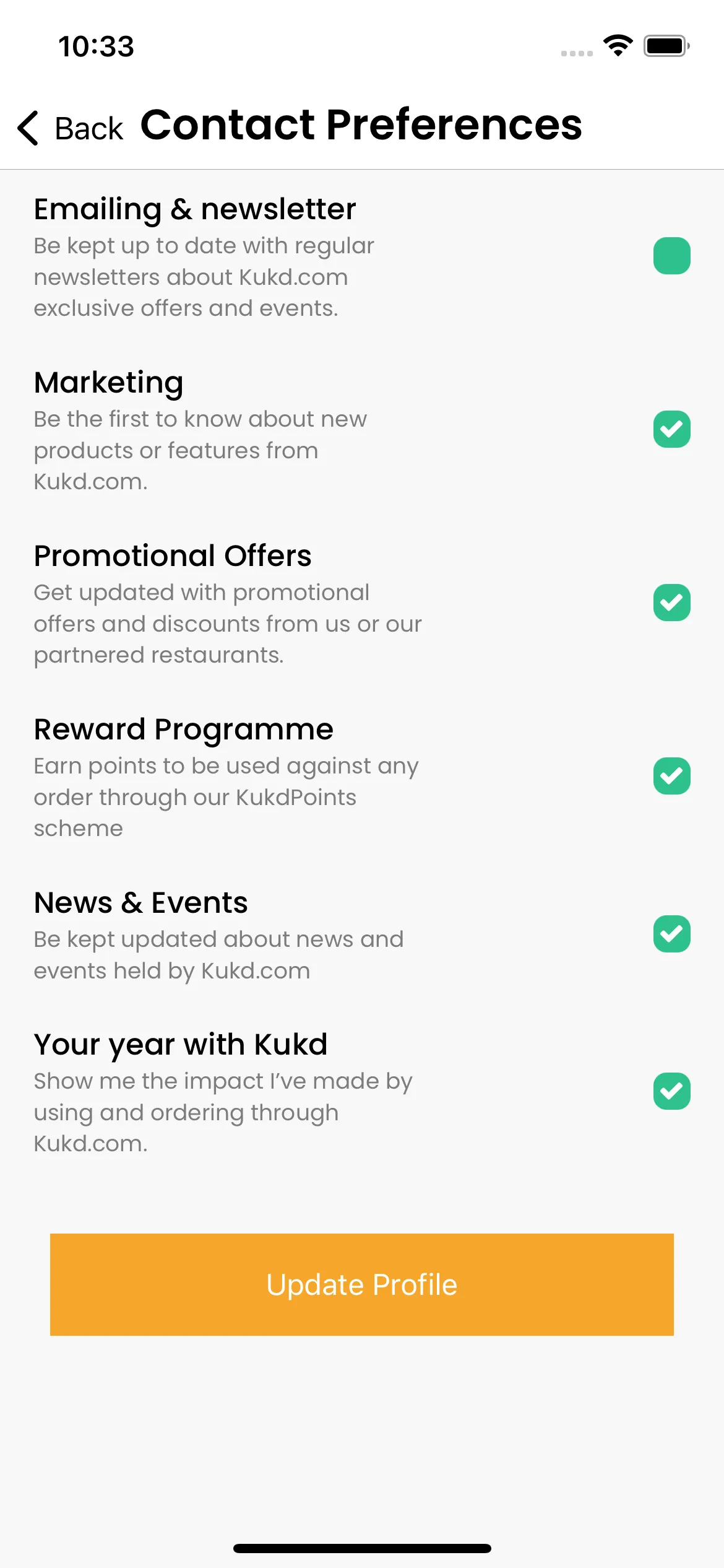KUKD React Native app notification preferences and settings